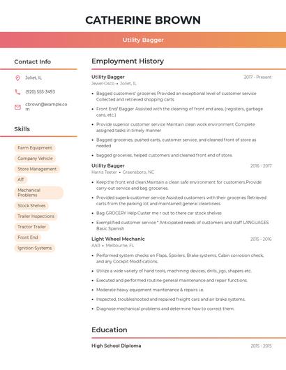 Utility Bagger Resume