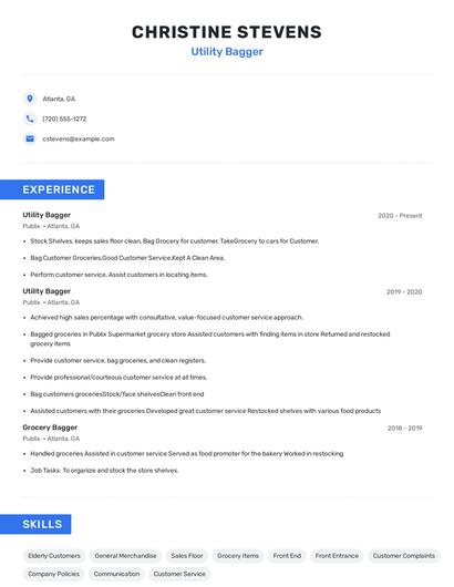 Utility Bagger Resume