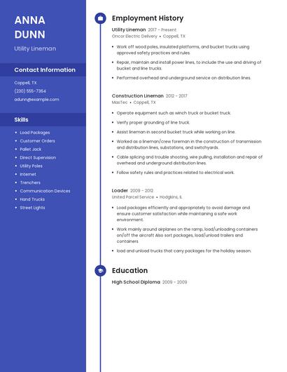 Utility Lineman Resume