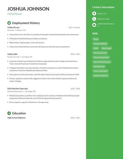 Utility Person Resume