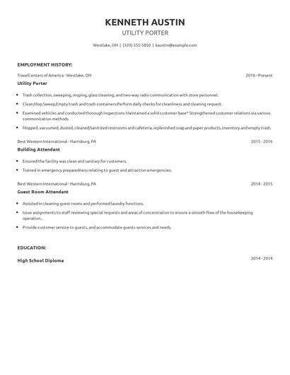 Utility Porter Resume