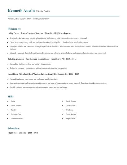 Utility Porter Resume