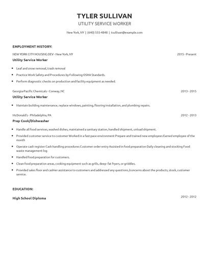 Utility Service Worker Resume