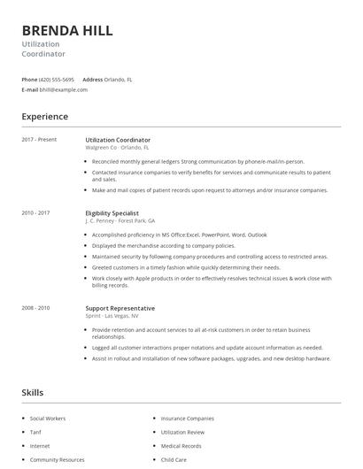 Utilization Coordinator Resume