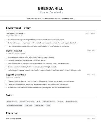 Utilization Coordinator Resume