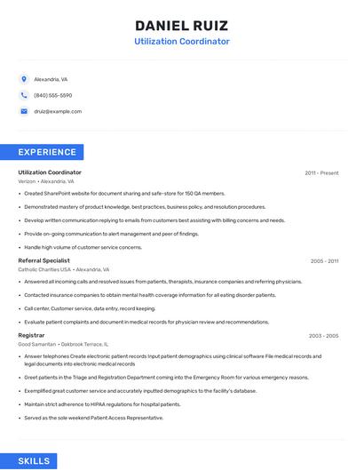 Utilization Coordinator Resume