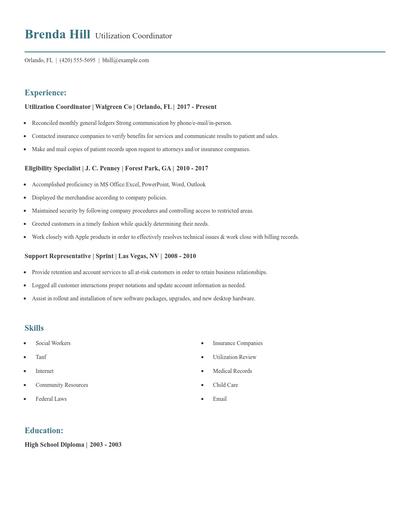 Utilization Coordinator Resume