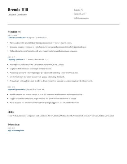 Utilization Coordinator Resume