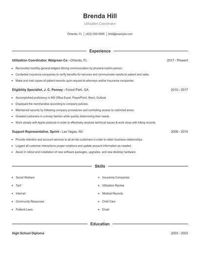 Utilization Coordinator Resume