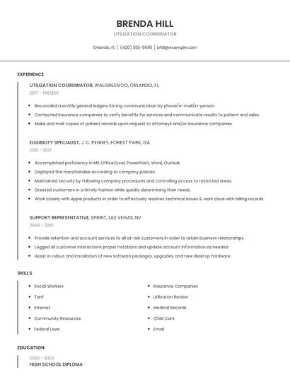 Utilization Coordinator Resume
