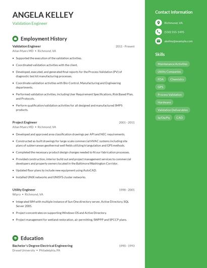 Validation Engineer Resume