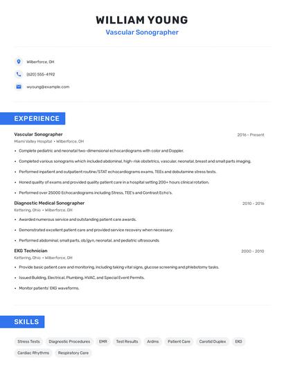 Vascular Sonographer Resume