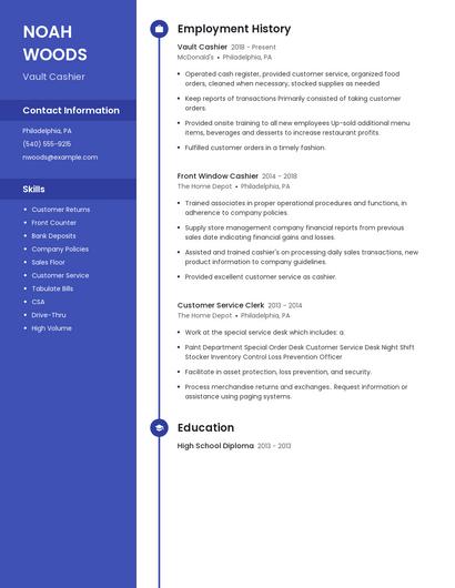 Vault Cashier Resume