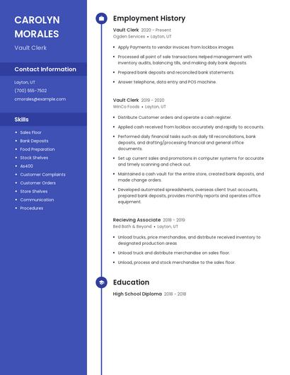 Vault Clerk Resume
