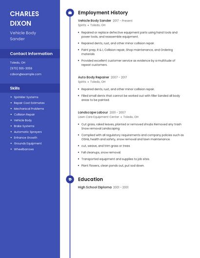 Vehicle Body Sander Resume