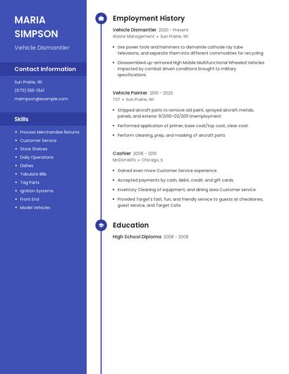 Vehicle Dismantler Resume