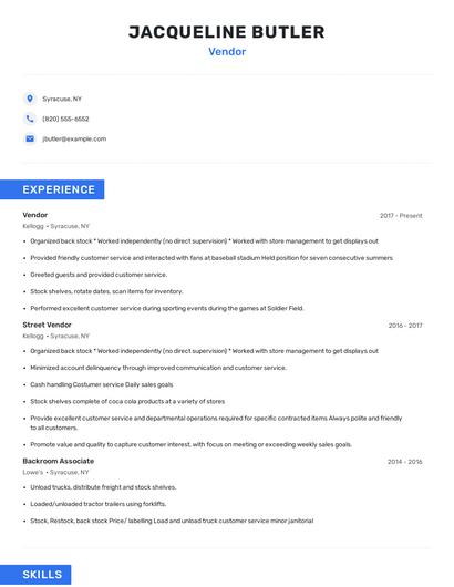 Vendor Resume