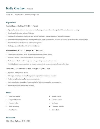 Vendor Resume