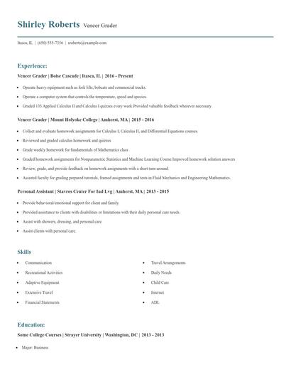 Veneer Grader Resume