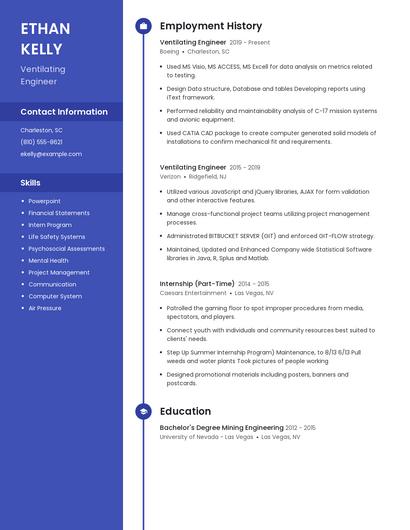 Ventilating Engineer Resume