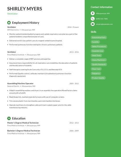 Ventilator Resume