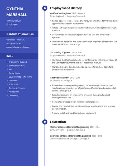 Verification Engineer Resume