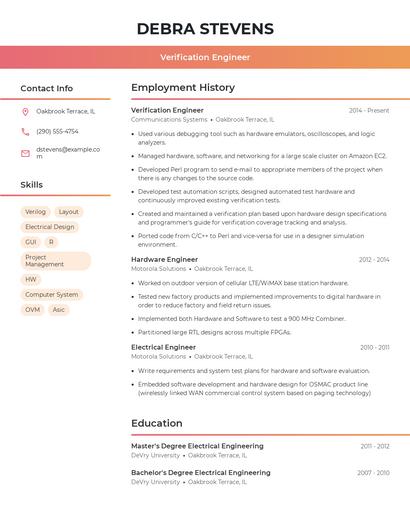 Verification Engineer Resume