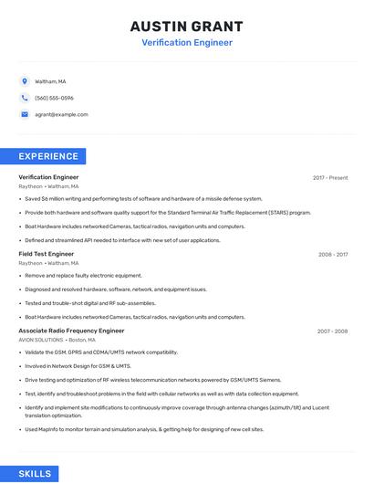 Verification Engineer Resume