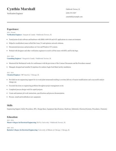 Verification Engineer Resume