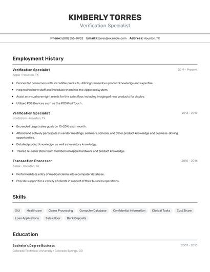 Resume example 2