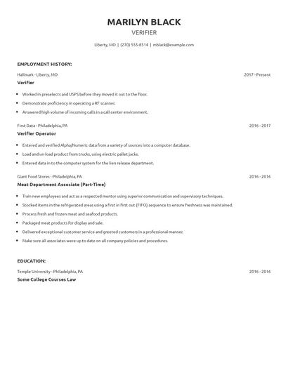 Verifier Resume
