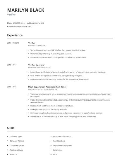 Verifier Resume