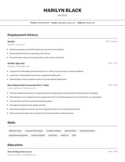 Resume example 2