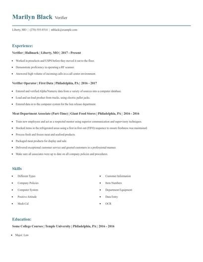Verifier Resume