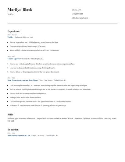 Verifier Resume