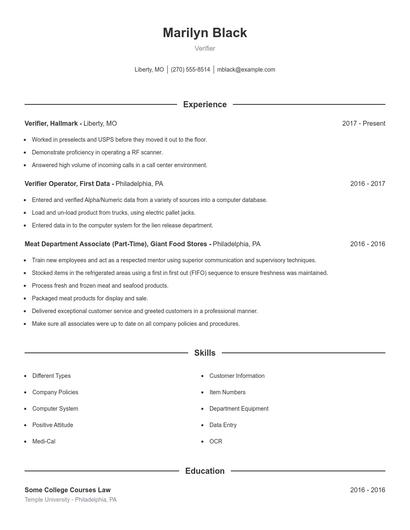 Resume example 1