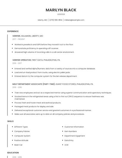 Verifier Resume