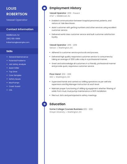 Vessel Operator Resume