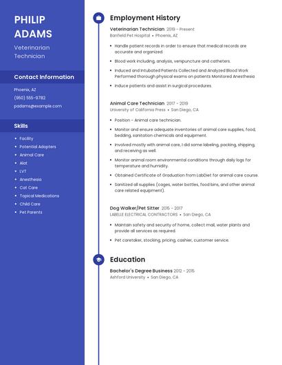 Veterinarian Technician Resume