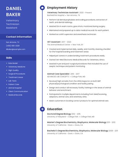 Veterinary Technician Assistant Resume