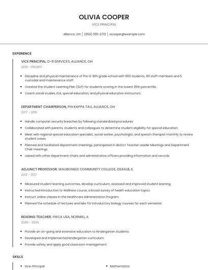 Vice Principal Resume