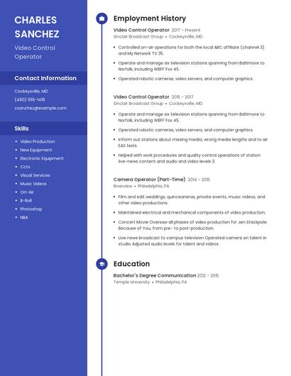 Video Control Operator Resume
