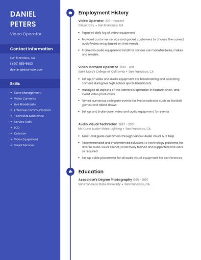 Video Operator Resume