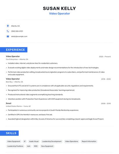 Video Operator Resume
