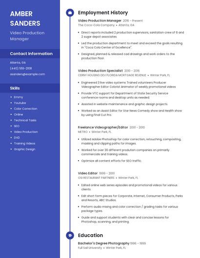 Video Production Manager Resume