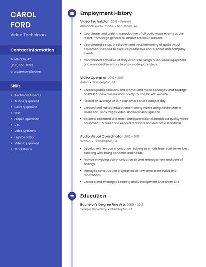 Video Technician Resume