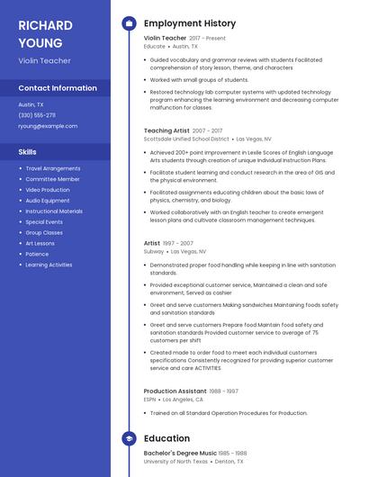 Violin Teacher Resume