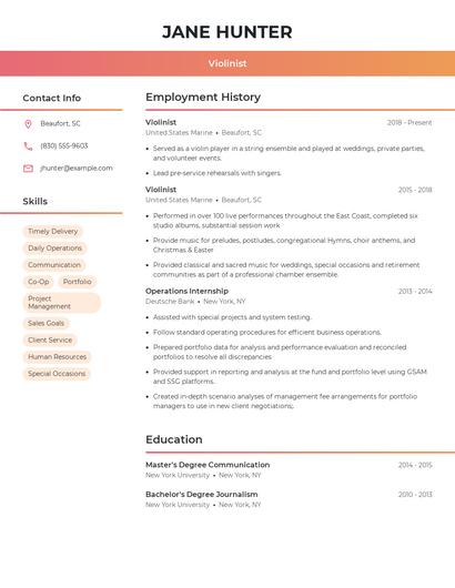 Violinist Resume