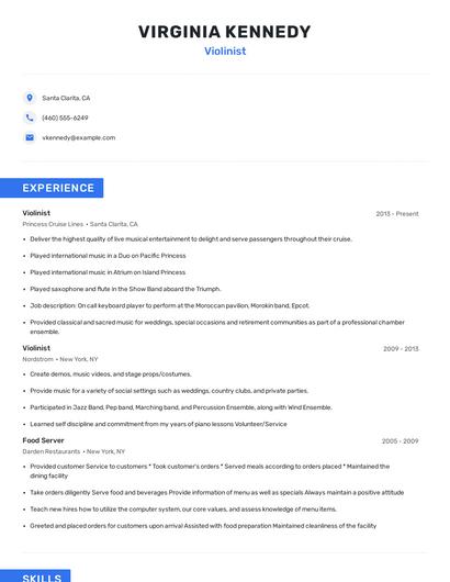 Violinist Resume