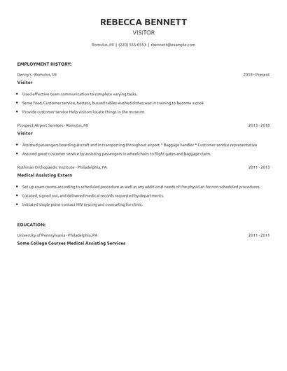 Visitor Resume